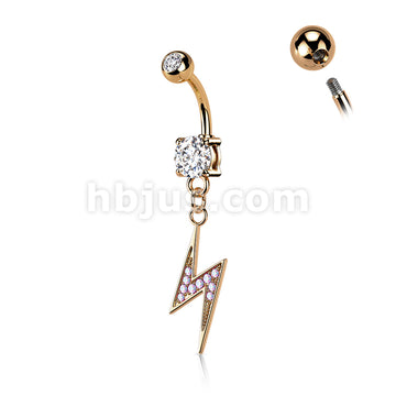 316L Surgical Steel 316L Surgical Steel Lightning Bolt Paved With AB CZ... - Image 5