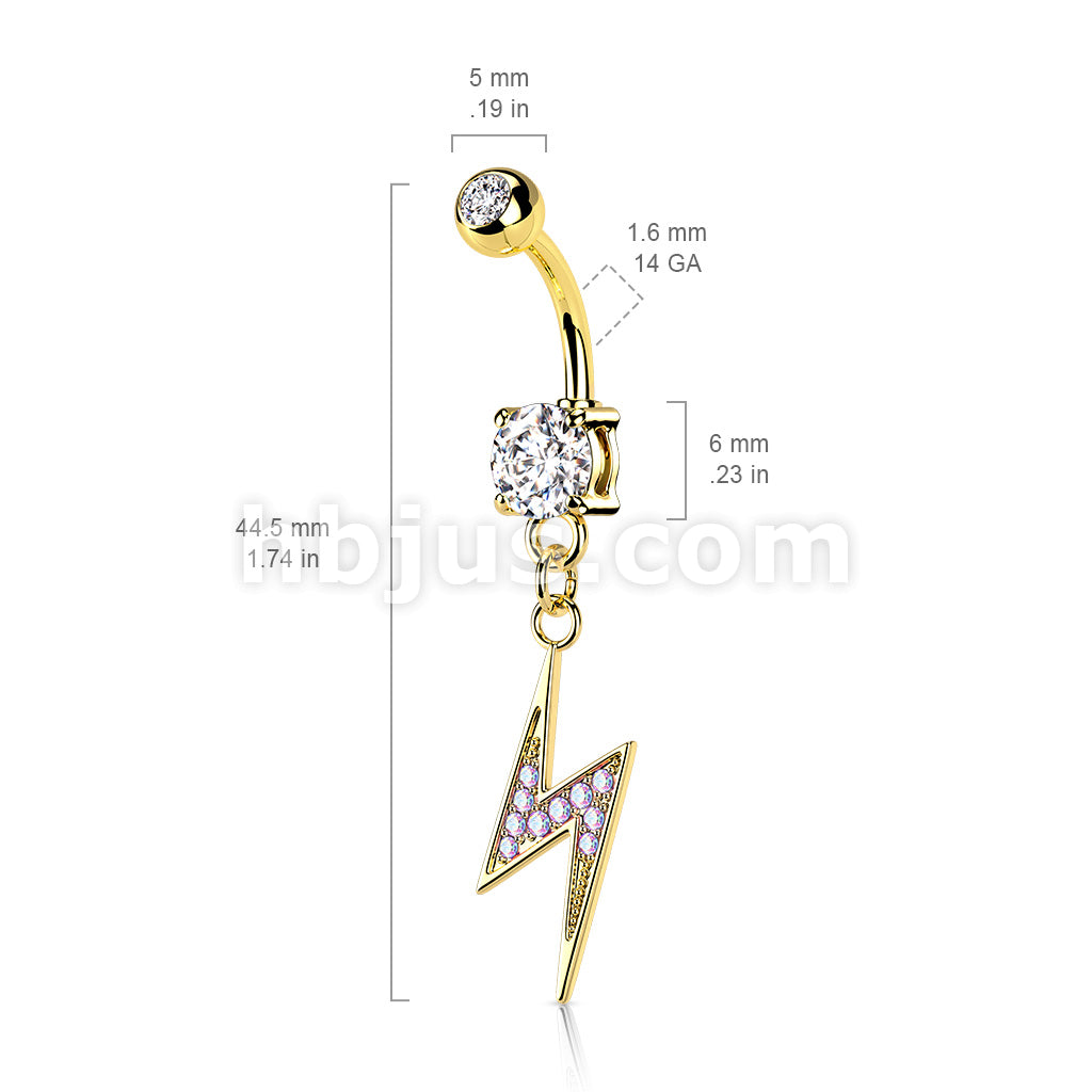 316L Surgical Steel 316L Surgical Steel Lightning Bolt Paved With AB CZ... - Image 6