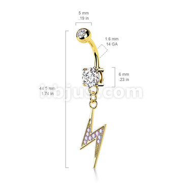 316L Surgical Steel 316L Surgical Steel Lightning Bolt Paved With AB CZ... - Image 6