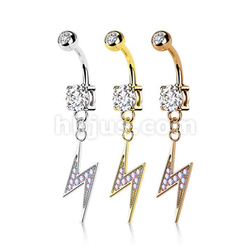 316L Surgical Steel 316L Surgical Steel Lightning Bolt Paved With AB CZ... - Image 7