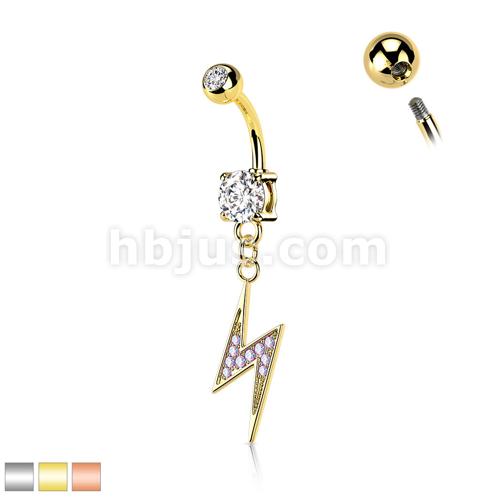 316L Surgical Steel 316L Surgical Steel Lightning Bolt Paved With AB CZ... - Image 2