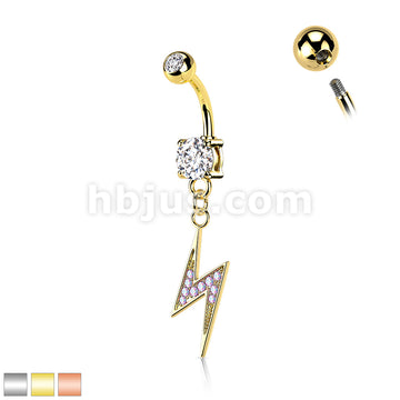 316L Surgical Steel 316L Surgical Steel Lightning Bolt Paved With AB CZ... - Image 2