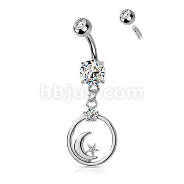316L Surgical Steel 316L Surgical Steel Crescent Moon and CZ Star... - Image 5
