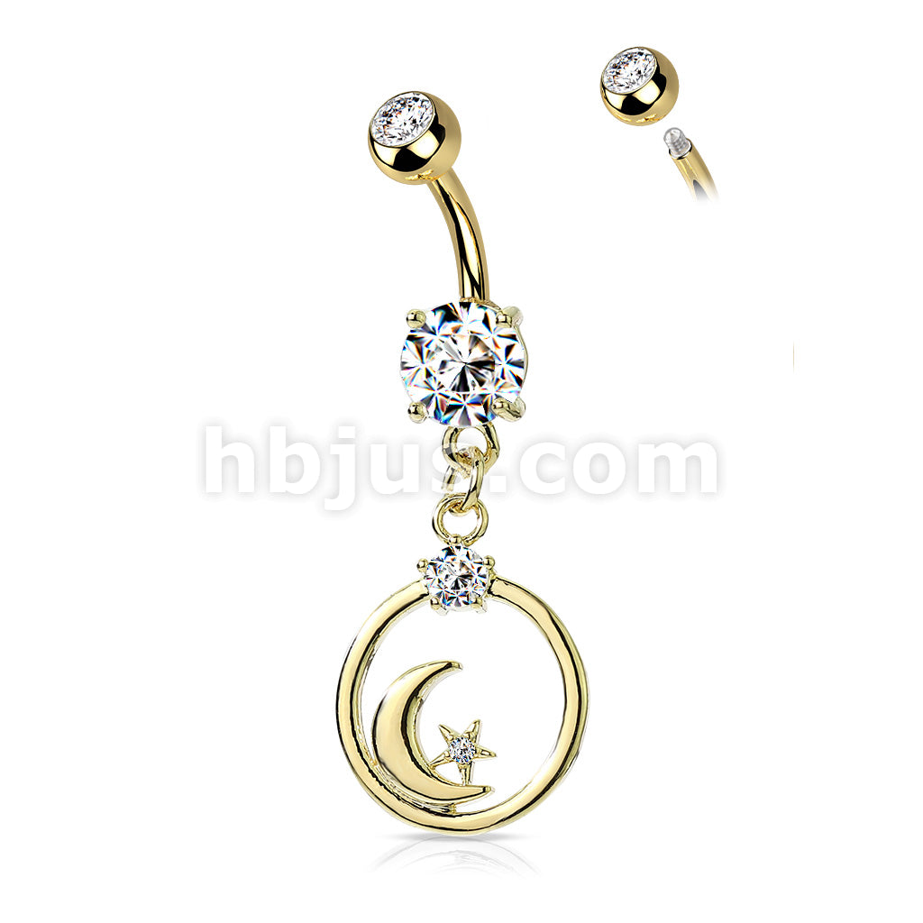 316L Surgical Steel 316L Surgical Steel Crescent Moon and CZ Star... - Image 3