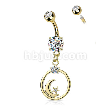 316L Surgical Steel 316L Surgical Steel Crescent Moon and CZ Star... - Image 3