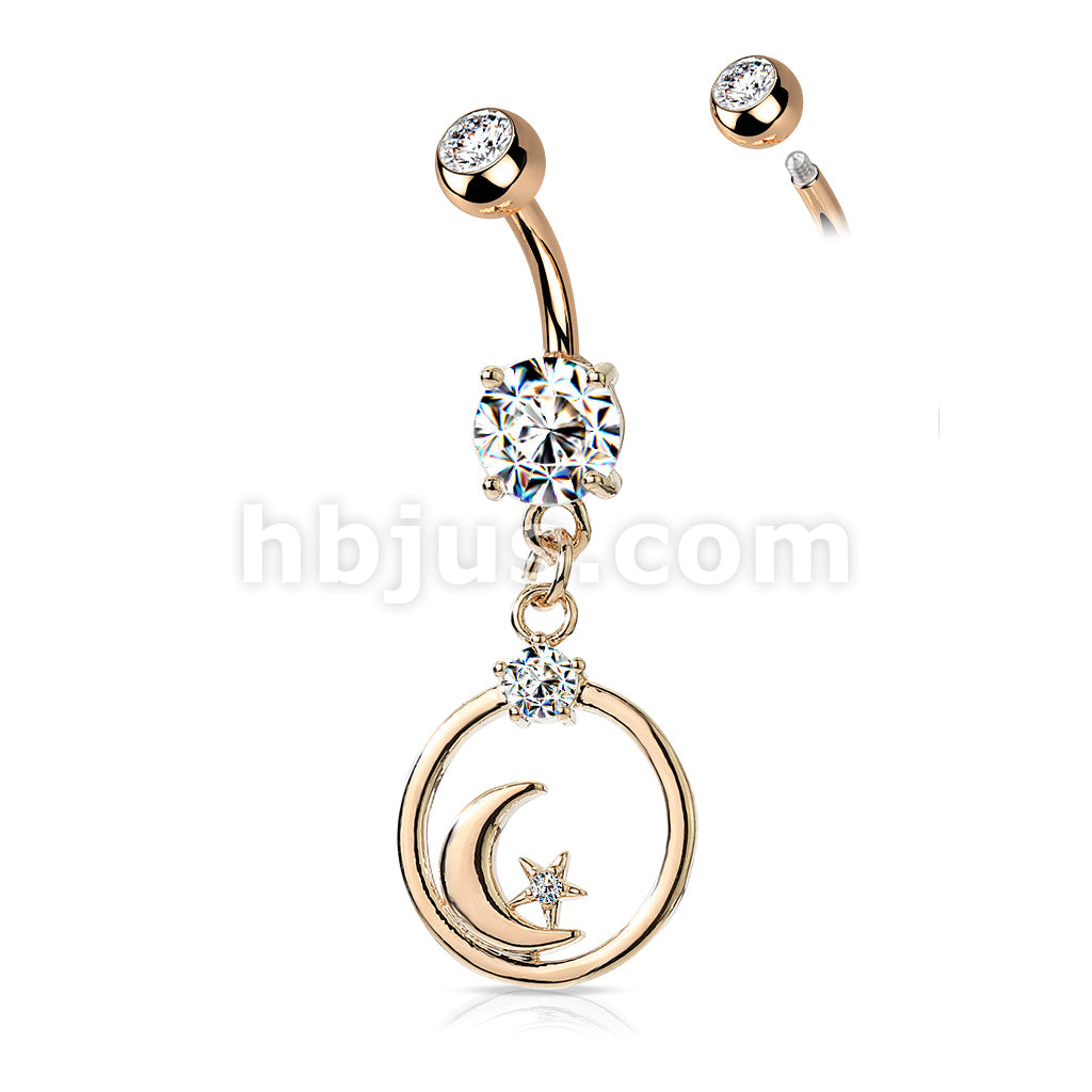 316L Surgical Steel 316L Surgical Steel Crescent Moon and CZ Star... - Image 4