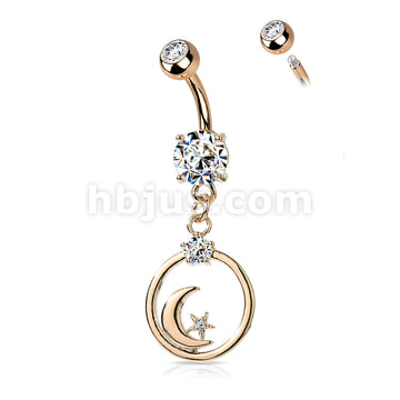 316L Surgical Steel 316L Surgical Steel Crescent Moon and CZ Star... - Image 4