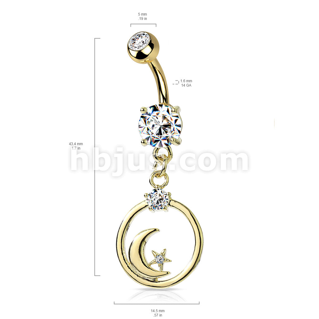 316L Surgical Steel 316L Surgical Steel Crescent Moon and CZ Star... - Image 6