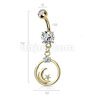 316L Surgical Steel 316L Surgical Steel Crescent Moon and CZ Star... - Image 6