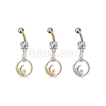 316L Surgical Steel 316L Surgical Steel Crescent Moon and CZ Star... - Image 7