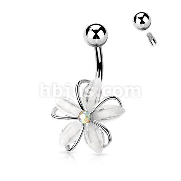 316L Surgical Steel 316L Surgical Steel CZ Center Wire Set White Flower... - Image 5