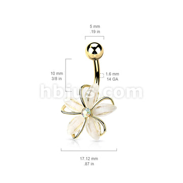 316L Surgical Steel 316L Surgical Steel CZ Center Wire Set White Flower... - Image 6
