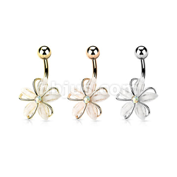 316L Surgical Steel 316L Surgical Steel CZ Center Wire Set White Flower... - Image 7