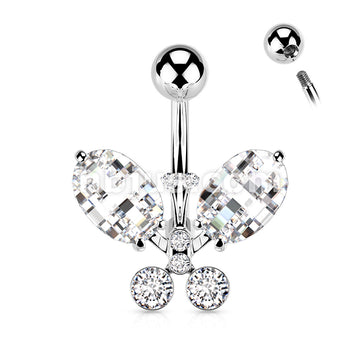316L Surgical Steel 316L Surgical Steel Clear Faceted Crystal Butterfly... - Image 3