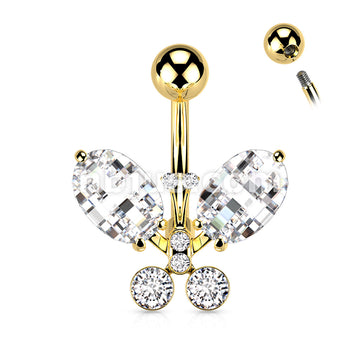 316L Surgical Steel 316L Surgical Steel Clear Faceted Crystal Butterfly... - Image 4