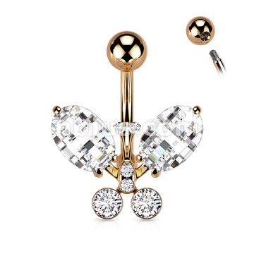 316L Surgical Steel 316L Surgical Steel Clear Faceted Crystal Butterfly... - Image 5
