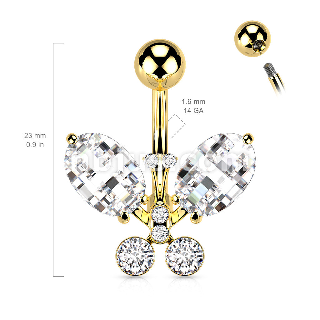 316L Surgical Steel 316L Surgical Steel Clear Faceted Crystal Butterfly... - Image 6