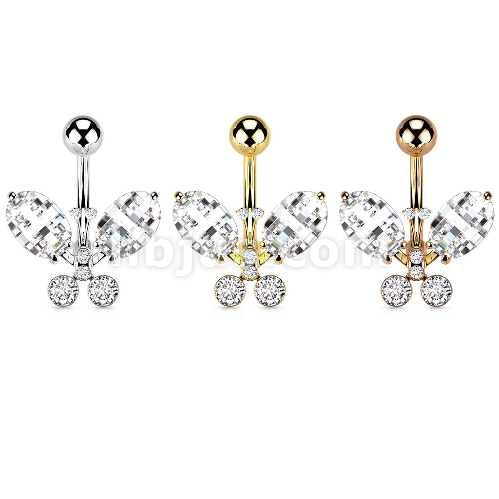 316L Surgical Steel 316L Surgical Steel Clear Faceted Crystal Butterfly... - Image 7