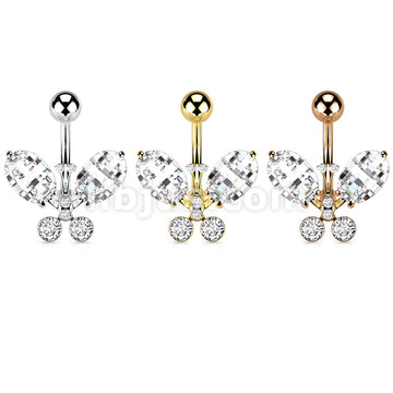316L Surgical Steel 316L Surgical Steel Clear Faceted Crystal Butterfly... - Image 7