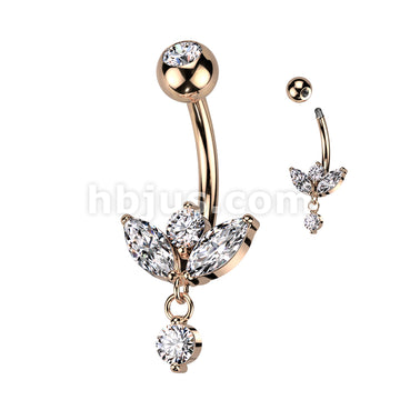 316L Surgical Steel 316L Surgical Steel Belly Ring With Marquise CZ... - Image 4