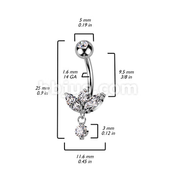 316L Surgical Steel 316L Surgical Steel Belly Ring With Marquise CZ... - Image 5