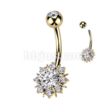 316L Surgical Steel 316L Surgical Steel Belly Ring With Round CZ Center... - Image 3