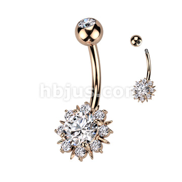 316L Surgical Steel 316L Surgical Steel Belly Ring With Round CZ Center... - Image 4