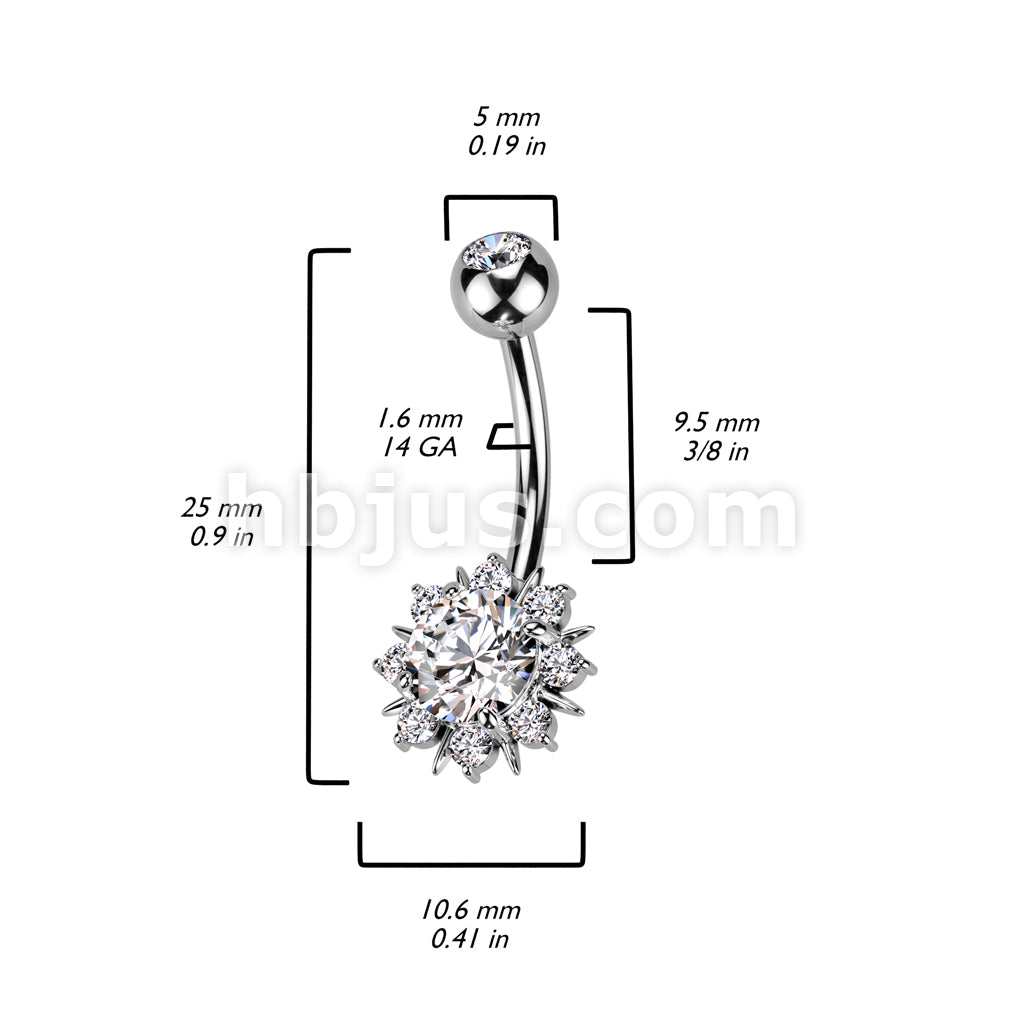 316L Surgical Steel 316L Surgical Steel Belly Ring With Round CZ Center... - Image 5