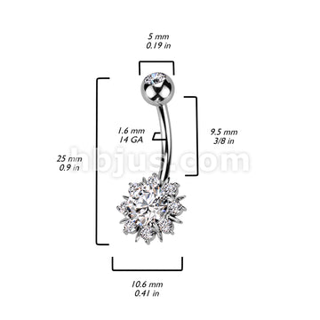 316L Surgical Steel 316L Surgical Steel Belly Ring With Round CZ Center... - Image 5