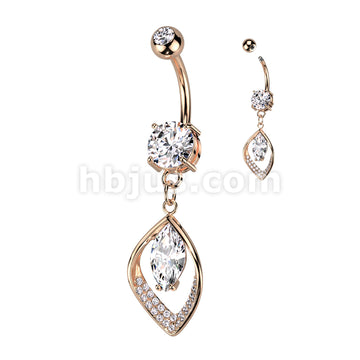 316L Surgical Steel 316L Surgical Steel Belly Ring With Hollow CZ Pave... - Image 4