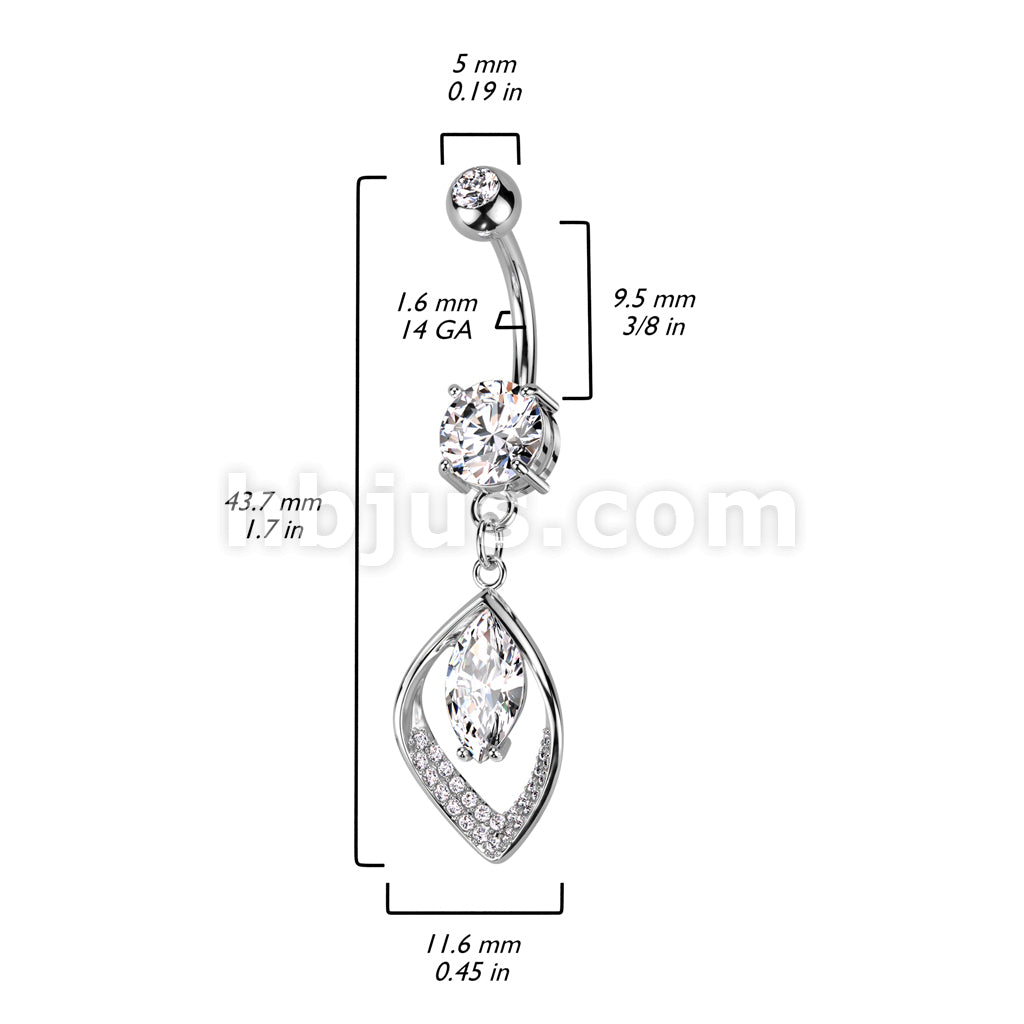 316L Surgical Steel 316L Surgical Steel Belly Ring With Hollow CZ Pave... - Image 5