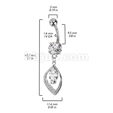 316L Surgical Steel 316L Surgical Steel Belly Ring With Hollow CZ Pave... - Image 5