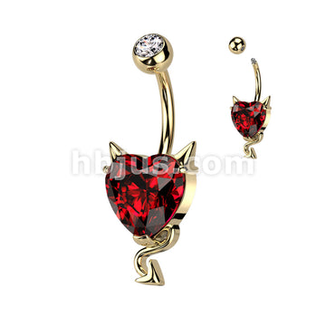 316L Surgical Steel 316L Surgical Steel CZ Heart With Devil Horns and... - Image 3