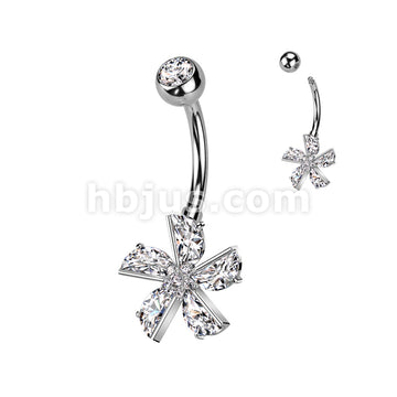 316L Surgical Steel 316L Surgical Steel CZ Flower With CZ Pave Center... - Image 2