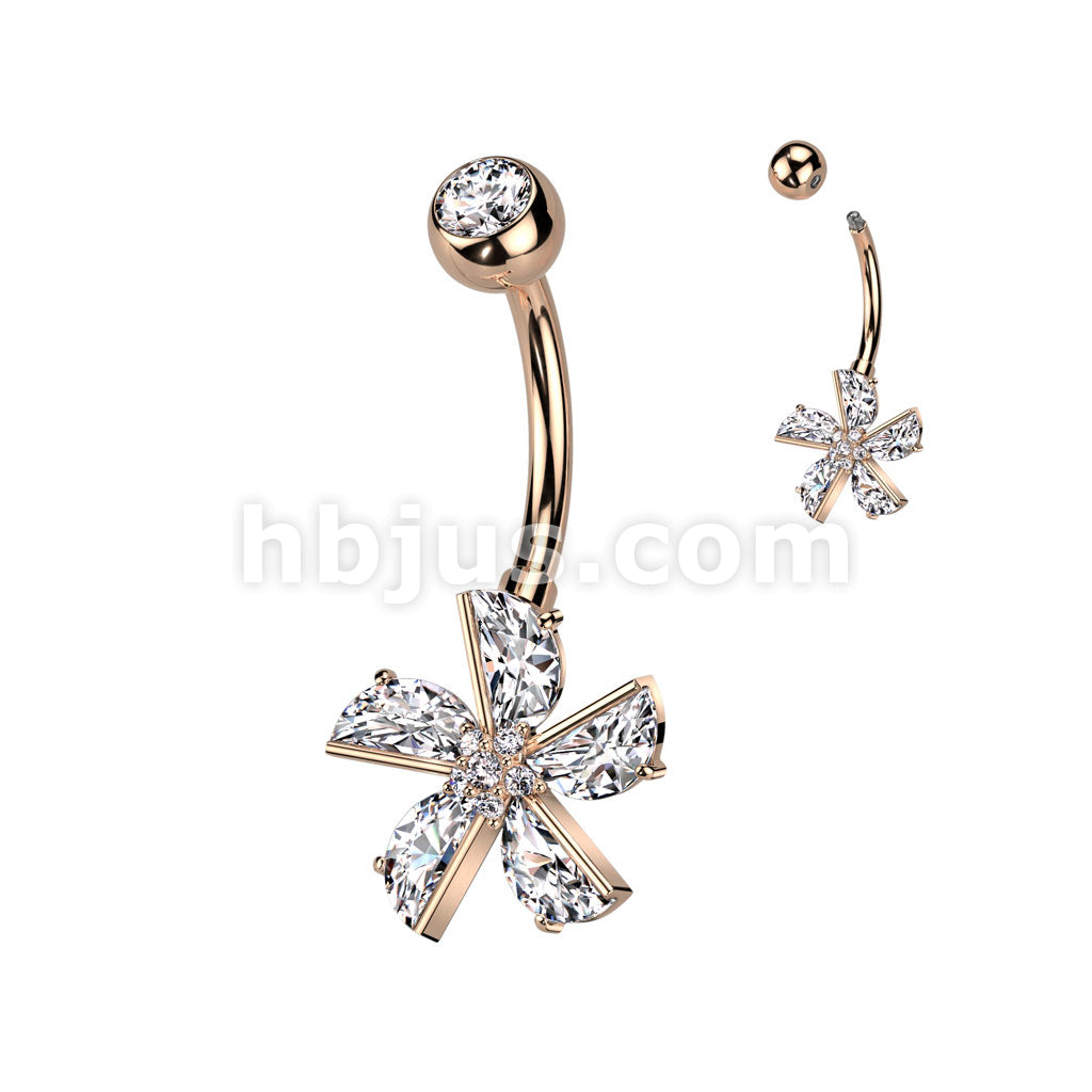 316L Surgical Steel 316L Surgical Steel CZ Flower With CZ Pave Center... - Image 4