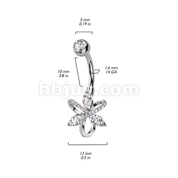 316L Surgical Steel 316L Surgical Steel Belly Ring With 3 Marquise CZ... - Image 5