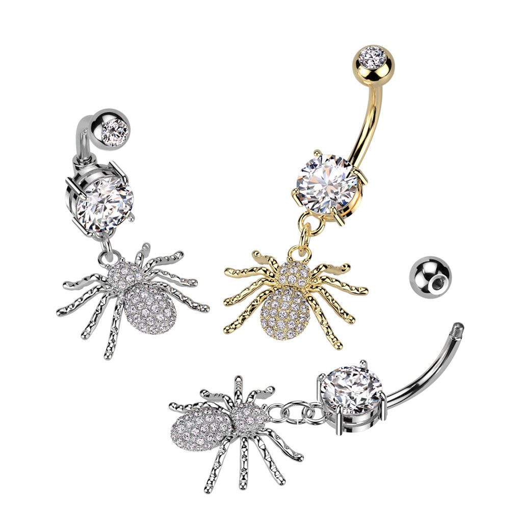 316L Surgical Steel 316L Surgical Steel Double Jeweled CZ With CZ Pave...