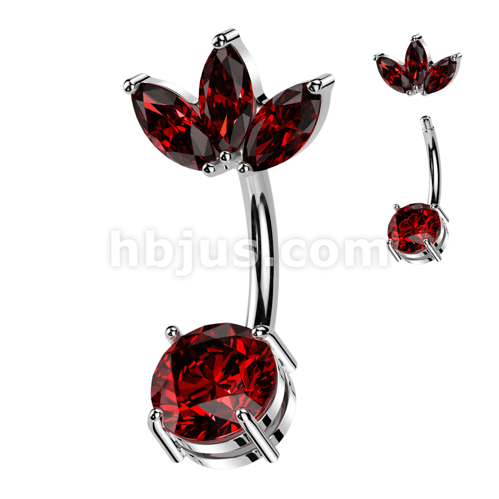 316L Surgical Steel 316L Surgical Steel Belly Ring With Prong Set CZ... - Image 3