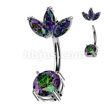 316L Surgical Steel 316L Surgical Steel Belly Ring With Prong Set CZ... - Image 5