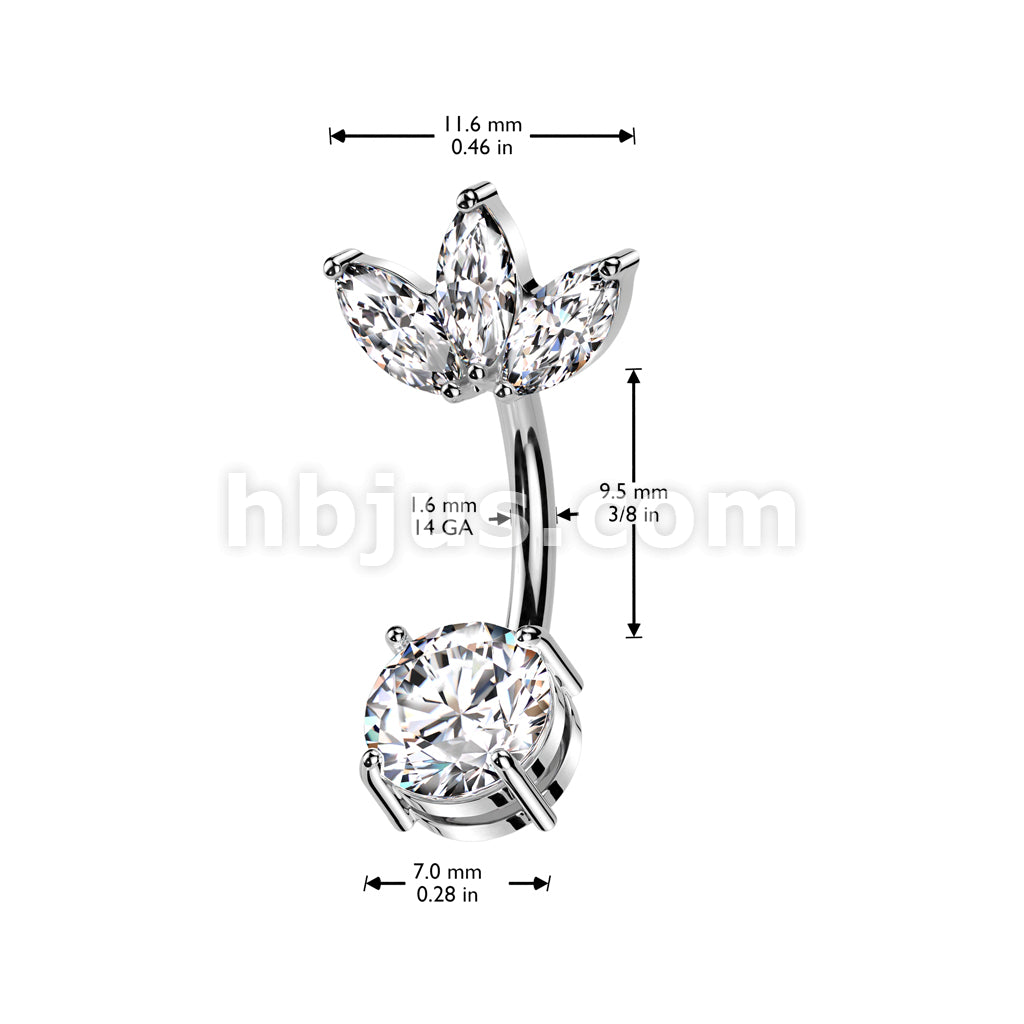 316L Surgical Steel 316L Surgical Steel Belly Ring With Prong Set CZ... - Image 6