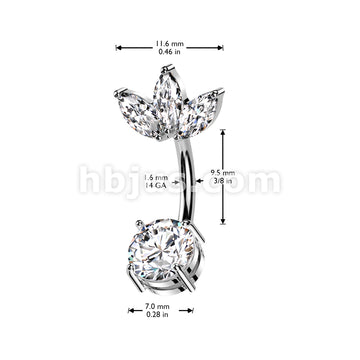 316L Surgical Steel 316L Surgical Steel Belly Ring With Prong Set CZ... - Image 6