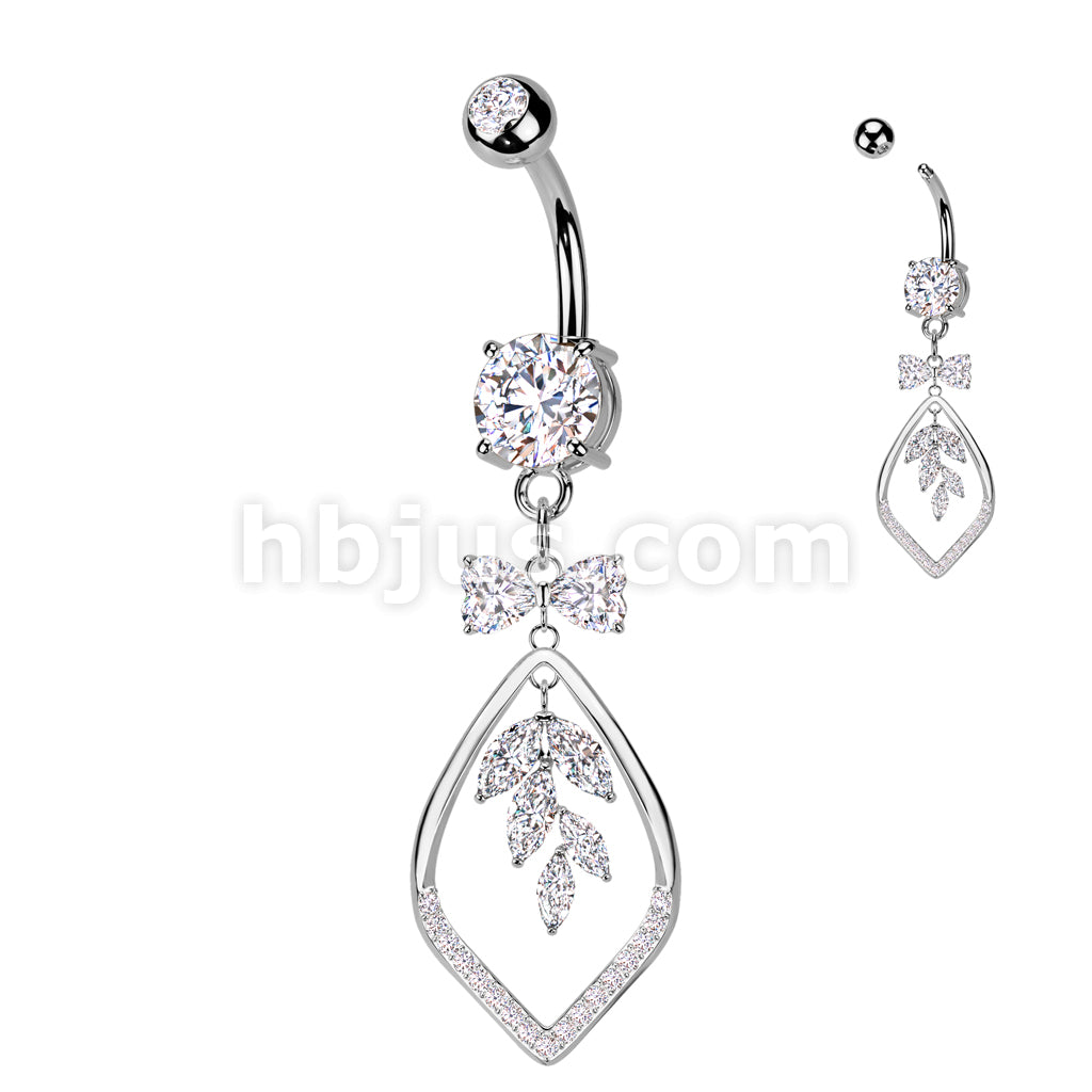 316L Surgical Steel 316L Surgical Steel CZ Ribbon With Marquise CZ Vine... - Image 2