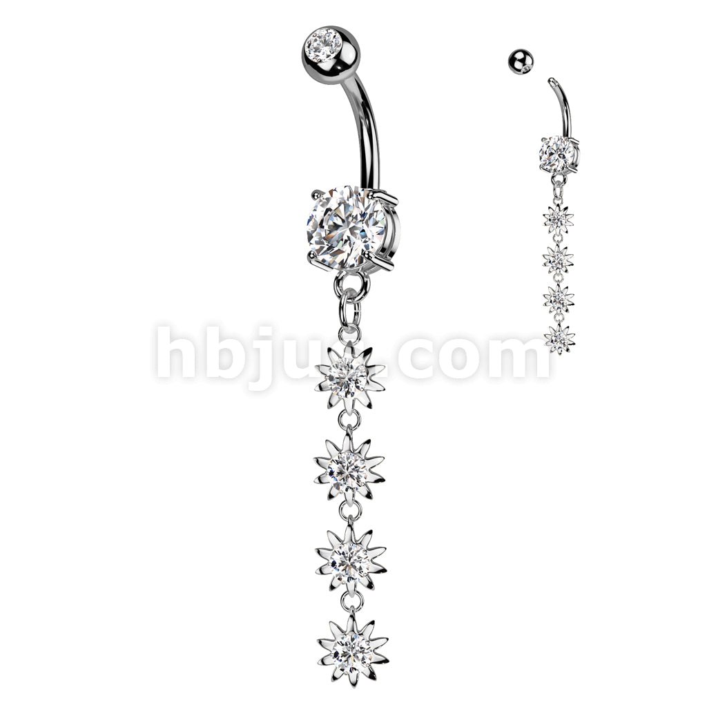 316L Surgical Steel 316L Surgical Steel 4 Flower Vertical Drop Prong... - Image 2