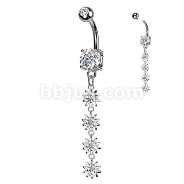 316L Surgical Steel 316L Surgical Steel 4 Flower Vertical Drop Prong... - Image 2