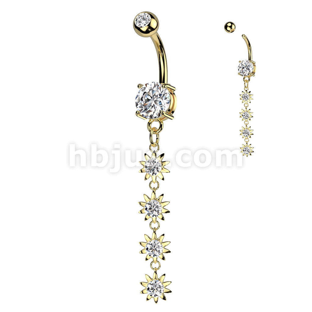 316L Surgical Steel 316L Surgical Steel 4 Flower Vertical Drop Prong... - Image 3