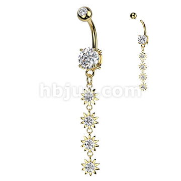316L Surgical Steel 316L Surgical Steel 4 Flower Vertical Drop Prong... - Image 3