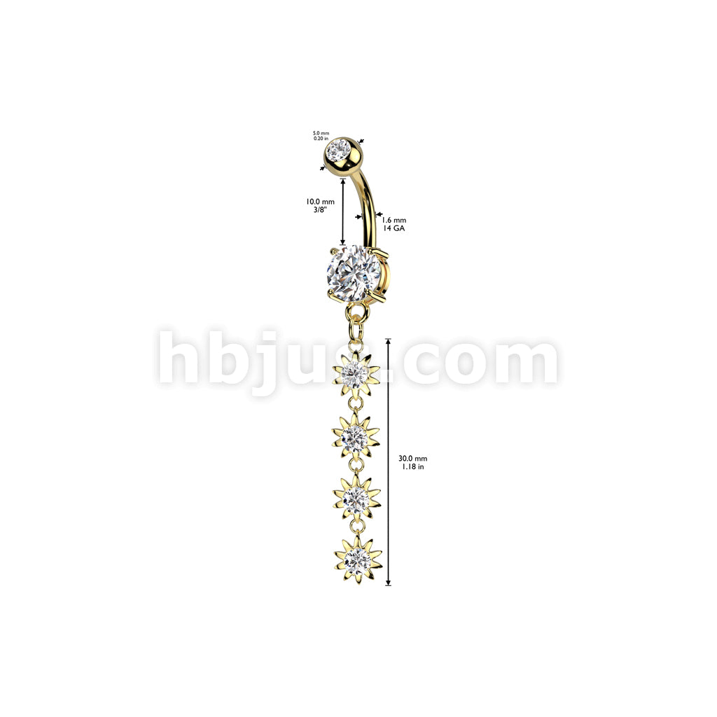 316L Surgical Steel 316L Surgical Steel 4 Flower Vertical Drop Prong... - Image 4