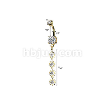 316L Surgical Steel 316L Surgical Steel 4 Flower Vertical Drop Prong... - Image 4