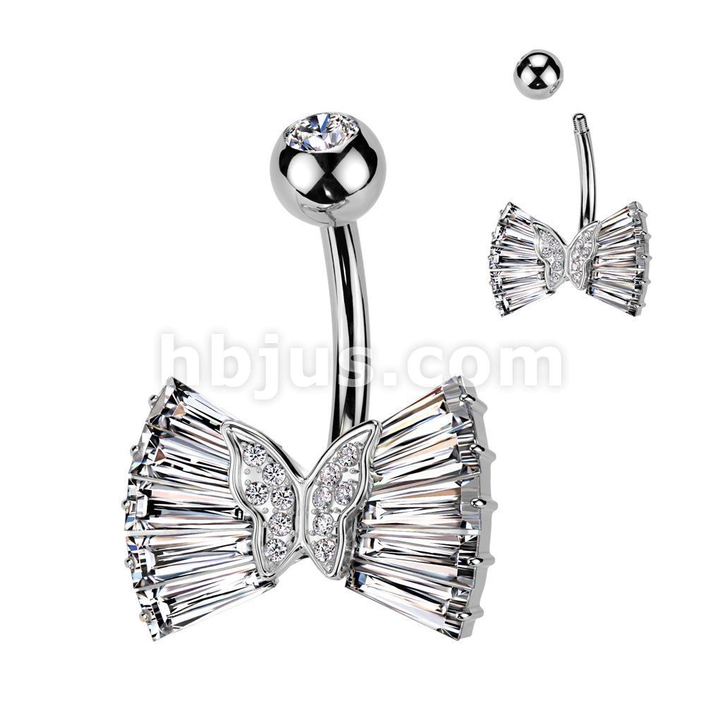 316L Surgical Steel 316L Surgical Steel CZ Ribbon With CZ Butterfly... - Image 2
