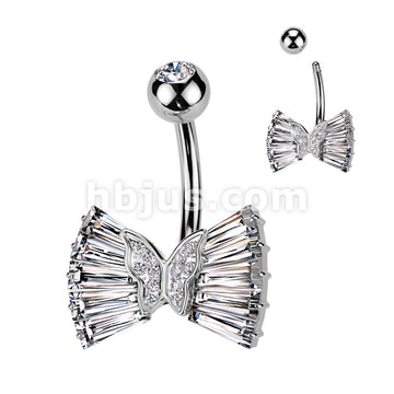 316L Surgical Steel 316L Surgical Steel CZ Ribbon With CZ Butterfly... - Image 2